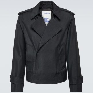 buy designer Burberry Cropped silk-blend trench coat in black