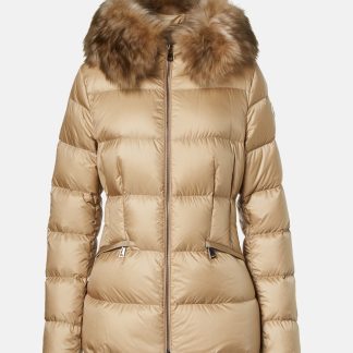 buy designer Moncler Boed shearling-trimmed down jacket in beige