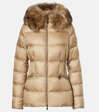 buy designer Moncler Boed shearling-trimmed down jacket in beige