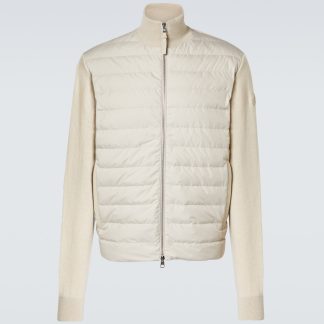 buy designer Moncler Down-paneled wool and cashmere jacket in beige