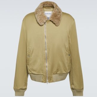 buy luxury Burberry Shearling trimmed cotton jacket in beige