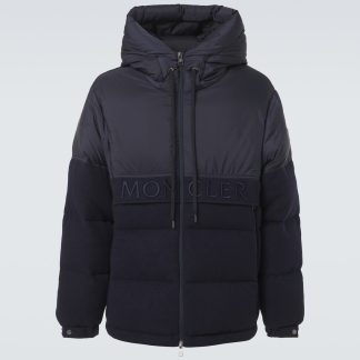 buy luxury Moncler Andres wool down jacket in blue