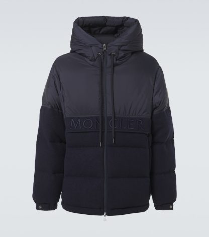 buy luxury Moncler Andres wool down jacket in blue