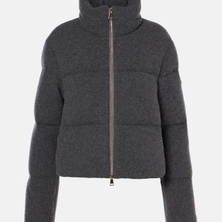 buy luxury Moncler Breze cashmere and wool down jacket in grey