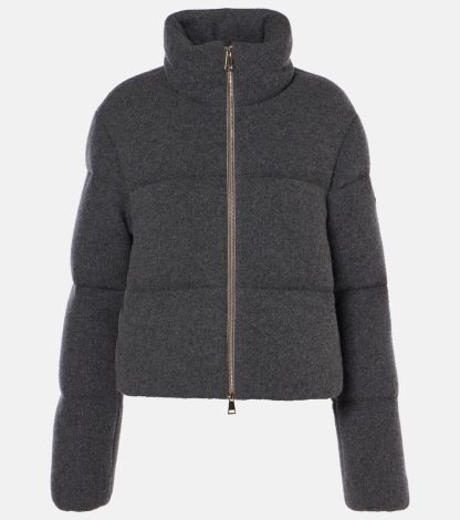 buy luxury Moncler Breze cashmere and wool down jacket in grey