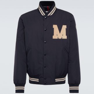 buy luxury Moncler Lateltin down varsity jacket in blue