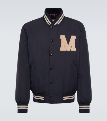 buy luxury Moncler Lateltin down varsity jacket in blue