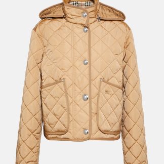 cheap designer Burberry Quilted padded jacket in beige