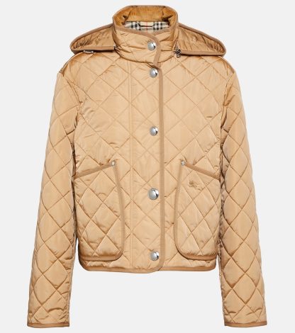 cheap designer Burberry Quilted padded jacket in beige