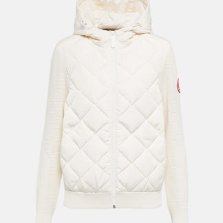 cheap designer Canada Goose HyBridge® down-paneled wool hoodie in white