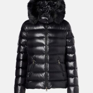 cheap designer Moncler Badyf shearling-trimmed down jacket in black