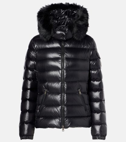 cheap designer Moncler Badyf shearling-trimmed down jacket in black