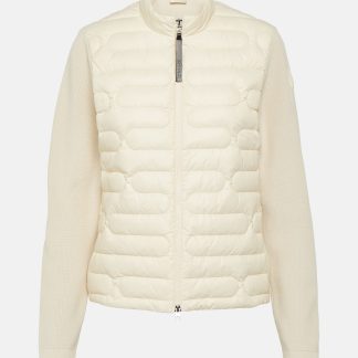 cheap designer Moncler Down-paneled cotton jacket in green