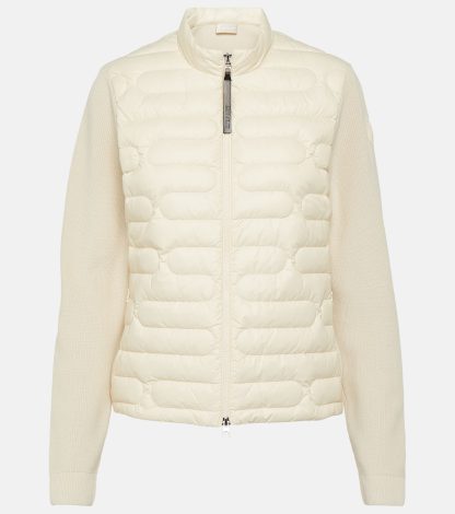 cheap designer Moncler Down-paneled cotton jacket in green