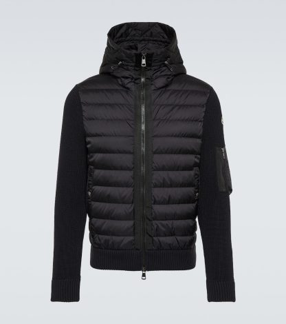 cheap designer Moncler Down-paneled wool-blend jacket in black