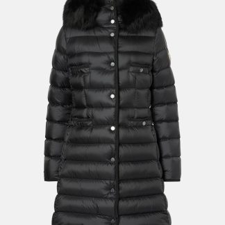 cheap designer Moncler Hirma quilted down coat in black