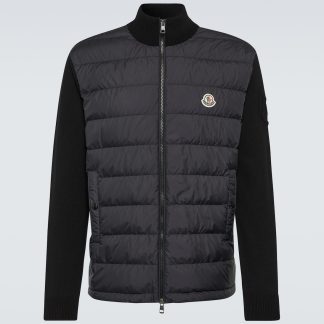 cheap luxury Moncler Down-paneled cotton jacket  in black