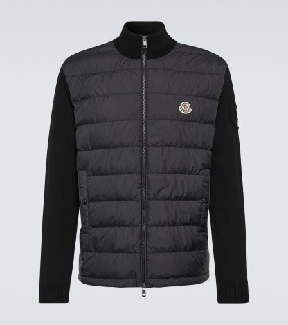 cheap luxury Moncler Down-paneled cotton jacket  in black