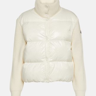 cheap luxury Moncler Down-paneled wool jacket in white