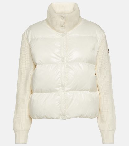 cheap luxury Moncler Down-paneled wool jacket in white