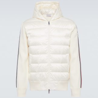 cheap luxury Moncler Striped padded hoodie in white