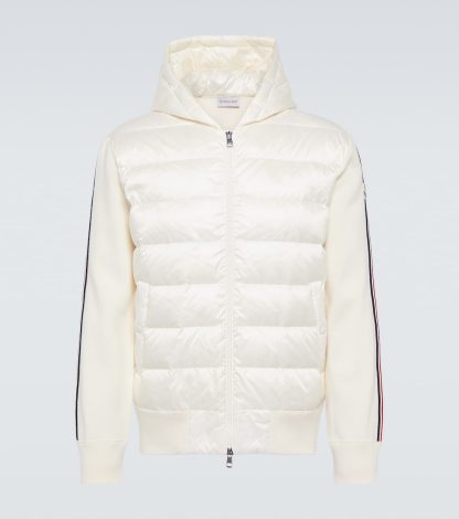 cheap luxury Moncler Striped padded hoodie in white