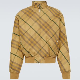 counterfeit designer Burberry Burberry Check cotton twill bomber jacket in yellow