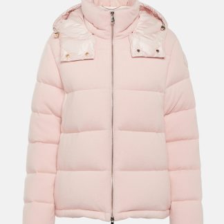 counterfeit designer Moncler Arimi wool and cashmere down jacket in pink