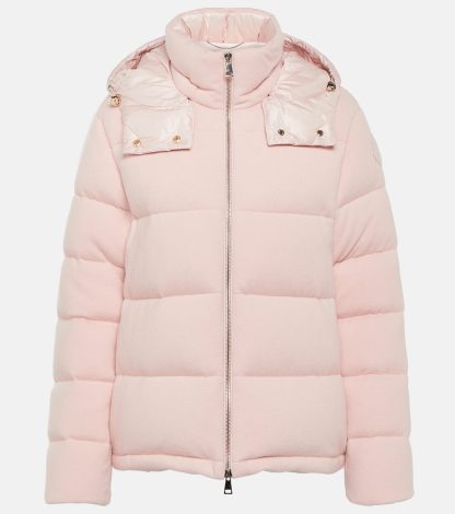 counterfeit designer Moncler Arimi wool and cashmere down jacket in pink