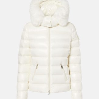 counterfeit designer Moncler Badyf shearling-trimmed down jacket in white