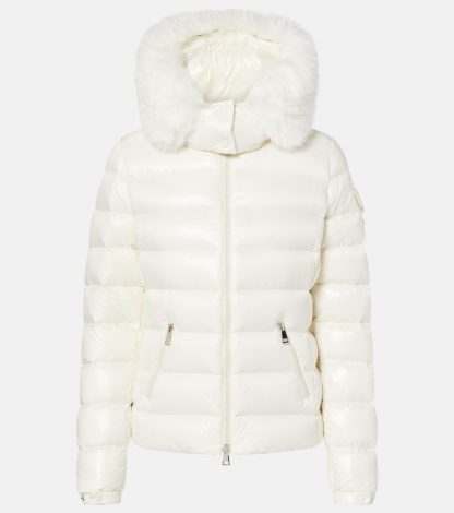 counterfeit designer Moncler Badyf shearling-trimmed down jacket in white