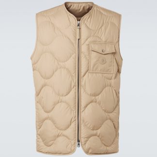 counterfeit designer Moncler Tambosi quilted down vest in beige