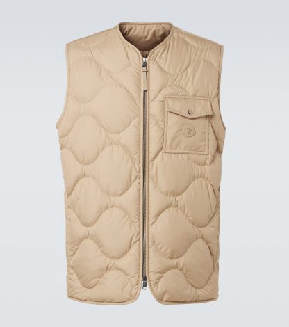 counterfeit designer Moncler Tambosi quilted down vest in beige