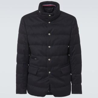 fake luxury Moncler Bess quilted wool gabardine down jacket in blue