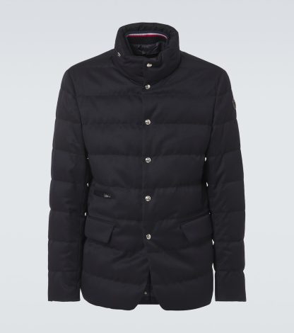 fake luxury Moncler Bess quilted wool gabardine down jacket in blue