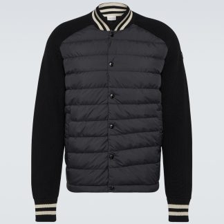 fake luxury Moncler Cotton-trimmed down jacket in black