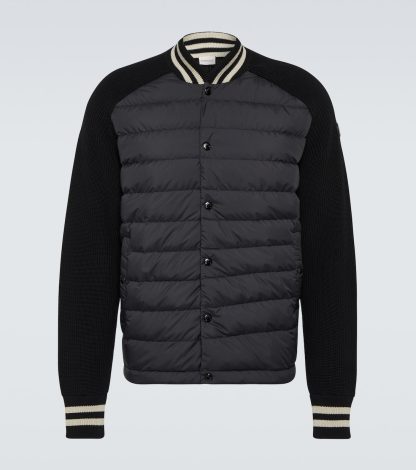 fake luxury Moncler Cotton-trimmed down jacket in black