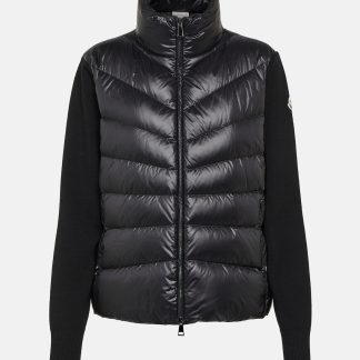 fake luxury Moncler Down-paneled knit cardigan  in black