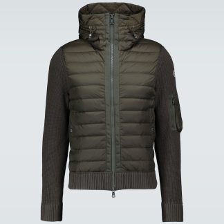 fake luxury Moncler Tricot panelled jacket in green