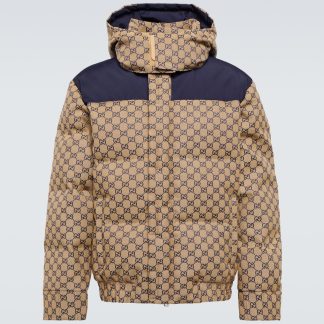 fashion designer Gucci GG canvas down jacket in blue