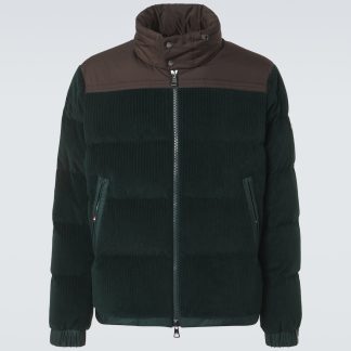 fashion designer Moncler Ciampac cotton velvet down jacket in green