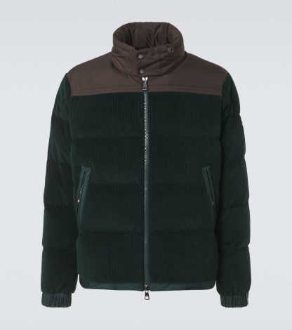 fashion designer Moncler Ciampac cotton velvet down jacket in green