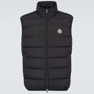 fashion designer Moncler Contrin down vest in black