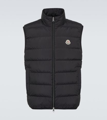 fashion designer Moncler Contrin down vest in black