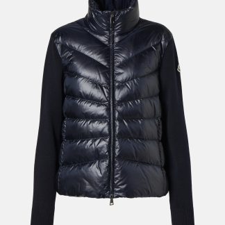 fashion designer Moncler Down-paneled wool cardigan in blue