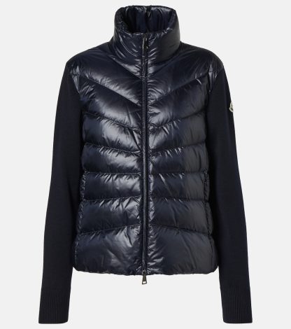 fashion designer Moncler Down-paneled wool cardigan in blue