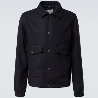 fashion designer Moncler Fredarola wool overshirt in blue