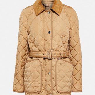 fashion luxury Burberry Quilted belted jacket in beige