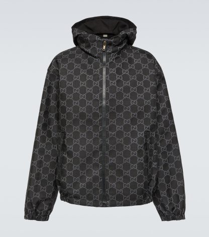 fashion luxury Gucci GG reversible ripstop jacket in grey