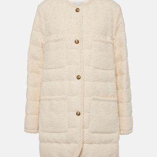 fashion luxury Moncler Epafo bouclé down jacket in white